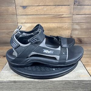 Teva Men’s Size 10 Minam Outdoor Adjustable Hook & Loop Sandal Black Gray 4289